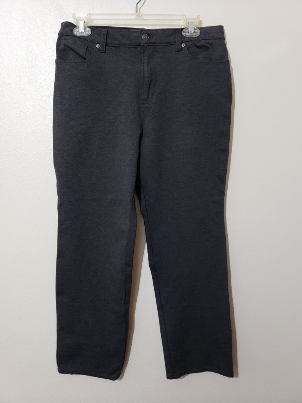 Gloria Vanderbilt Amanda, gray soft, stretchy, straight leg pants, size 12